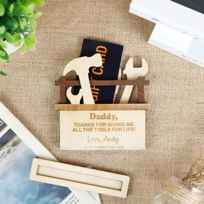 Custom Dad Toolbox Gift | Personalized Father’s Day Toolbox Card | Wooden Toolbox Gift Card Holder - Image 5