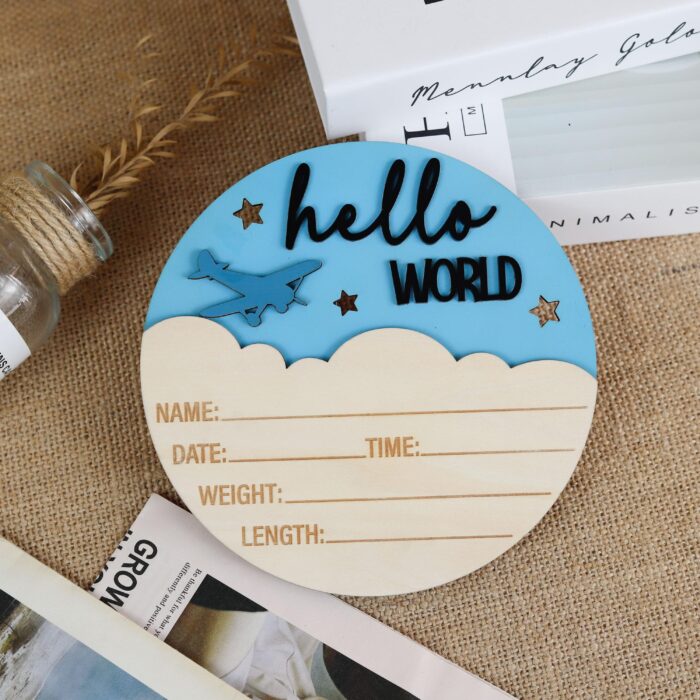 Personalized Airplane Birth Stats Sign | Custom Baby Arrival Sign with Name & Date | Personalized Wooden Baby Birth Keepsake - Image 4