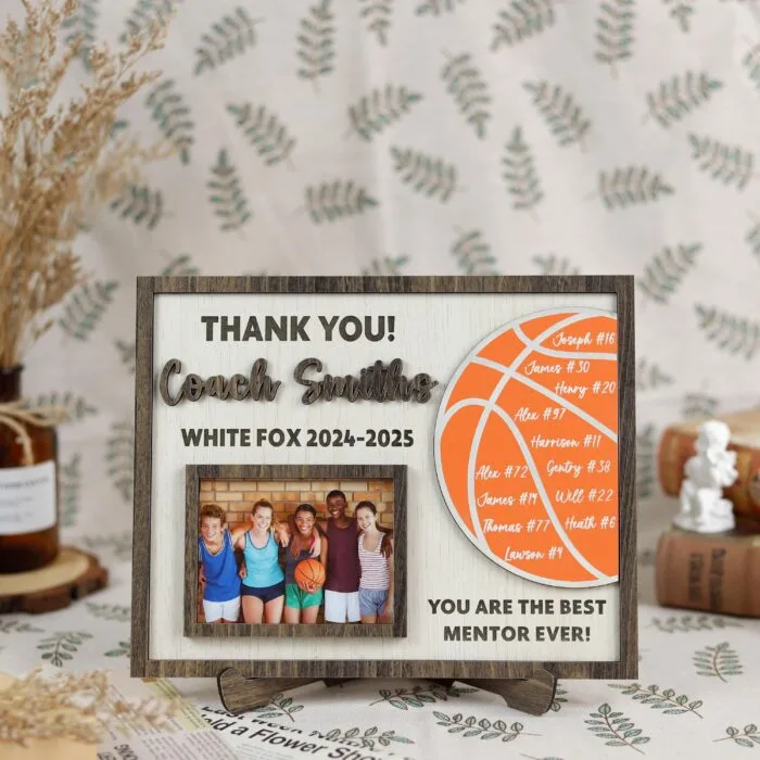 Personalized Basketball Coach Frame | Custom Coach Photo Frame | Engraved Coach Picture Frame