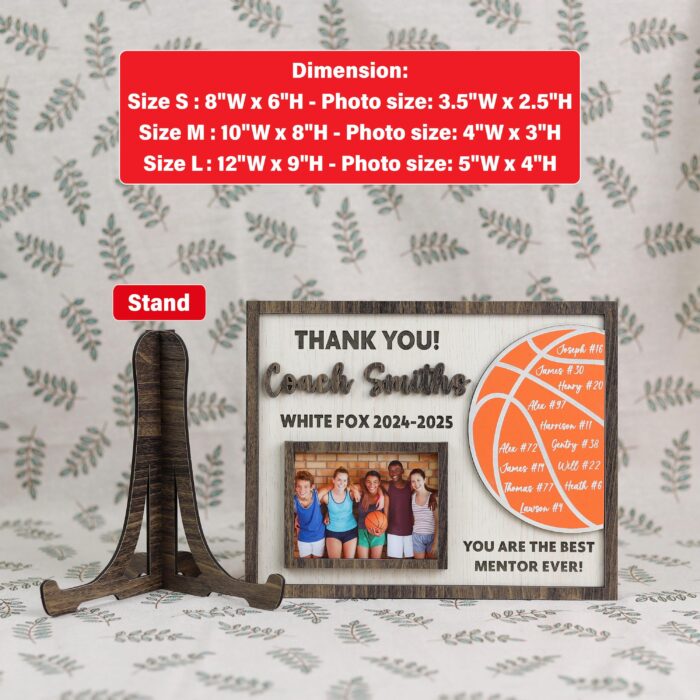 Personalized Basketball Coach Frame | Custom Coach Photo Frame | Engraved Coach Picture Frame - Image 2