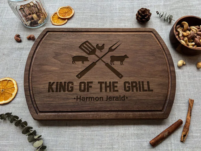 Personalized King of the Grill Cutting Board | King of the Grill Cutting Board | Custom Engraved BBQ Cutting Board
