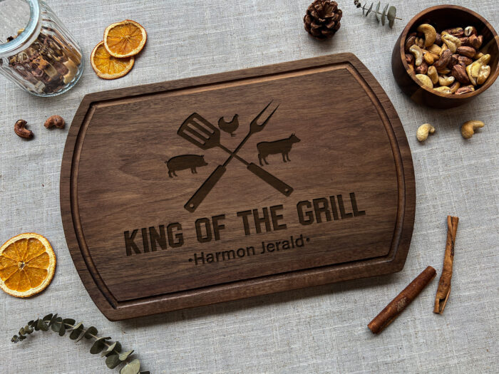 Personalized King of the Grill Cutting Board | King of the Grill Cutting Board | Custom Engraved BBQ Cutting Board - Image 3
