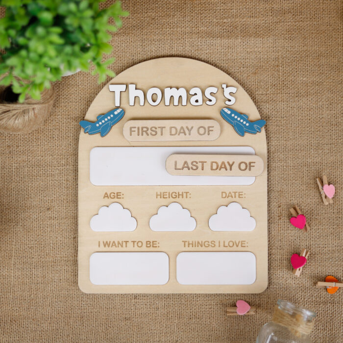 Personalized School Photo Sign - First & Last Day | Custom Engraved School Sign for Back-to-School Photos