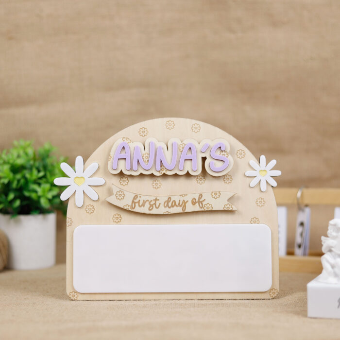 Personalized Daisy School Sign - First & Last Day | Custom Boho School Sign for Preschool & Kindergarten Photos