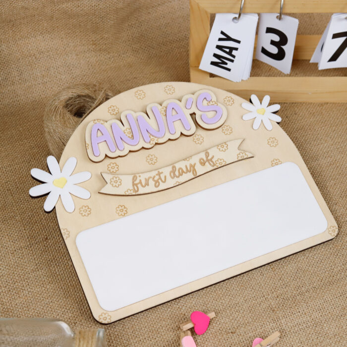 Personalized Daisy School Sign - First & Last Day | Custom Boho School Sign for Preschool & Kindergarten Photos - Image 7