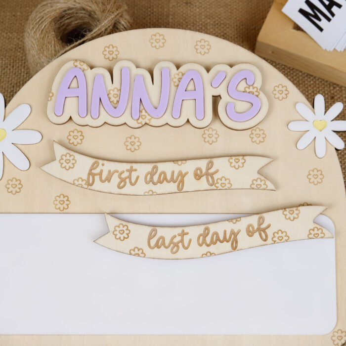 Personalized Daisy School Sign - First & Last Day | Custom Boho School Sign for Preschool & Kindergarten Photos - Image 8