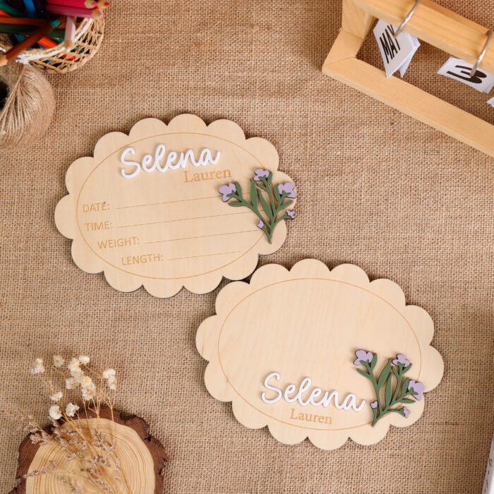 Custom Baby Name Sign – Add Floral Charm to Any Nursery! | Personalized Floral Name Sign – A Sweet Keepsake for New Parents!