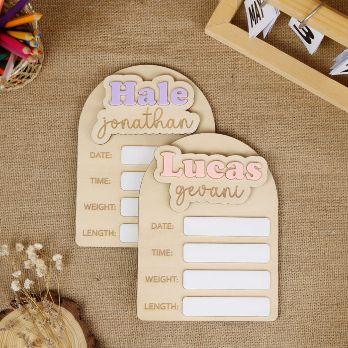 Personalized Birth Stat Signs – Reusable & Ready for Baby's Debut! | Reusable Baby Name Boards for First Photos & Memories!