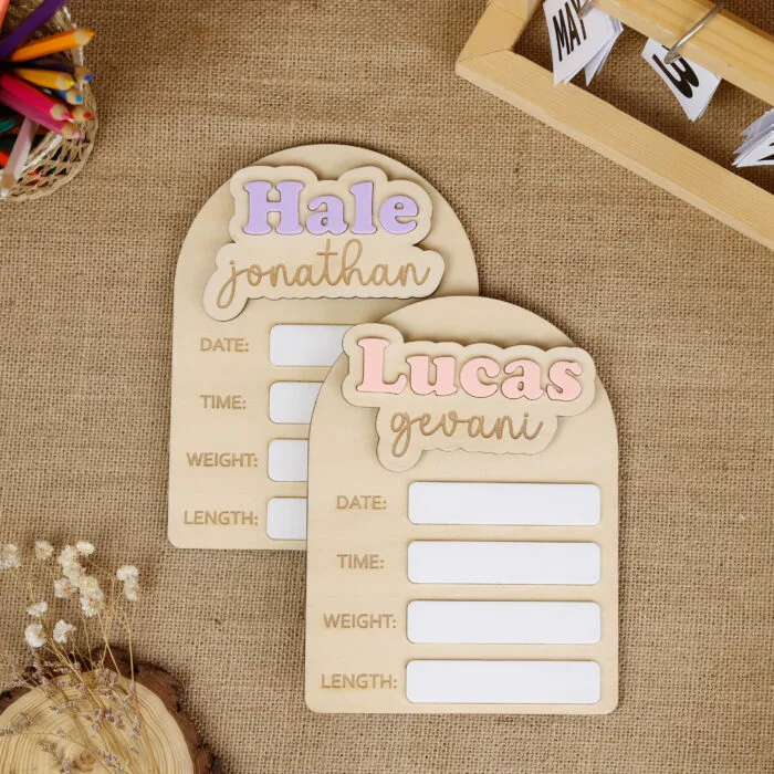 Personalized Birth Stat Signs – Reusable & Ready for Baby's Debut! | Reusable Baby Name Boards for First Photos & Memories!
