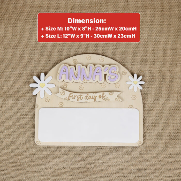 Personalized Daisy School Sign - First & Last Day | Custom Boho School Sign for Preschool & Kindergarten Photos - Image 2