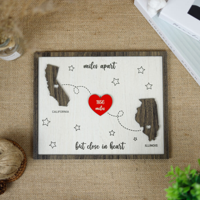 Custom Miles Apart Board - Long-Distance Gift | Personalized Board for Faraway Loved Ones - Image 4