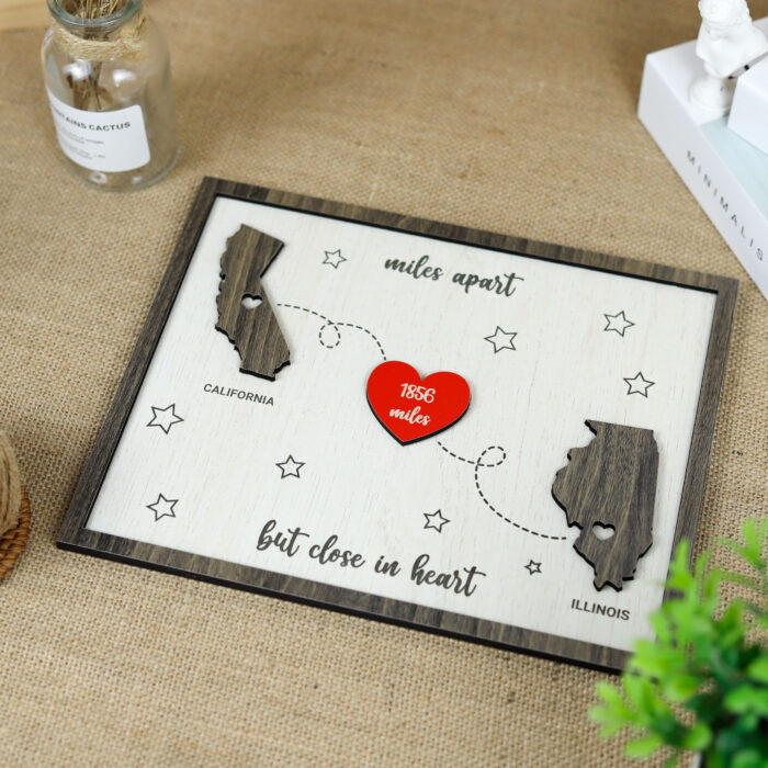 Custom Miles Apart Board - Long-Distance Gift | Personalized Board for Faraway Loved Ones - Image 5