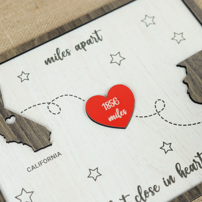 Custom Miles Apart Board - Long-Distance Gift | Personalized Board for Faraway Loved Ones - Image 6