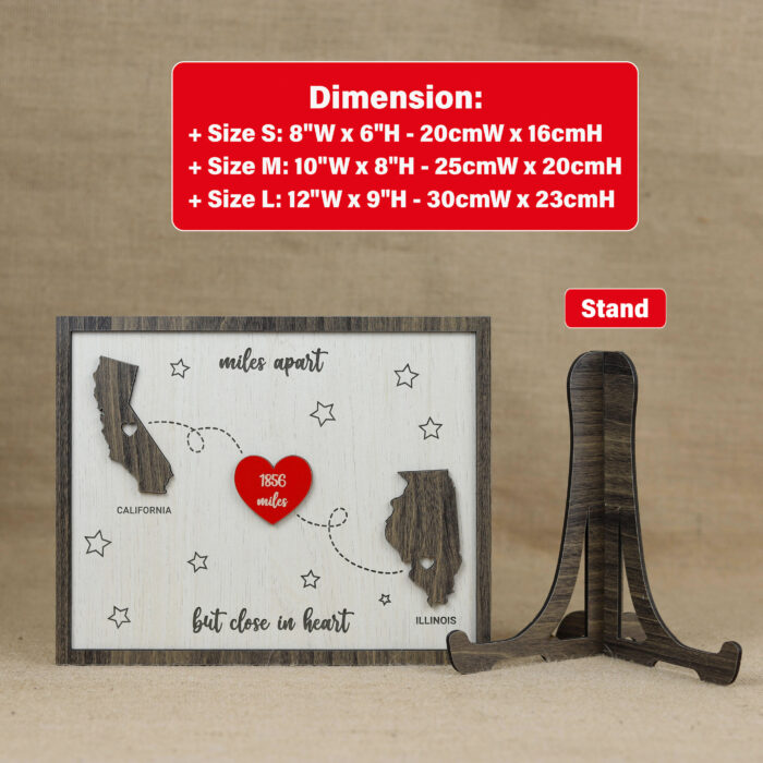 Custom Miles Apart Board - Long-Distance Gift | Personalized Board for Faraway Loved Ones - Image 2