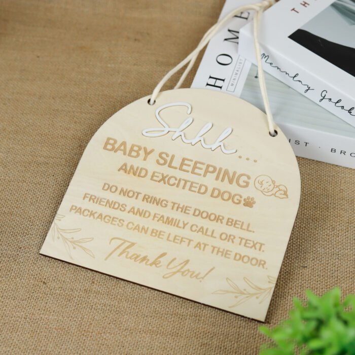 Custom Baby Sleeping Sign - Nursery Gift | Engraved Do Not Disturb Nursery Sign for Newborns - Image 8