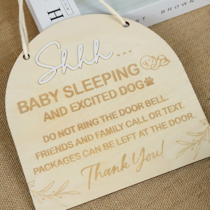 Custom Baby Sleeping Sign - Nursery Gift | Engraved Do Not Disturb Nursery Sign for Newborns - Image 7