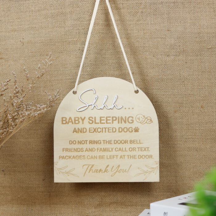 Custom Baby Sleeping Sign - Nursery Gift | Engraved Do Not Disturb Nursery Sign for Newborns