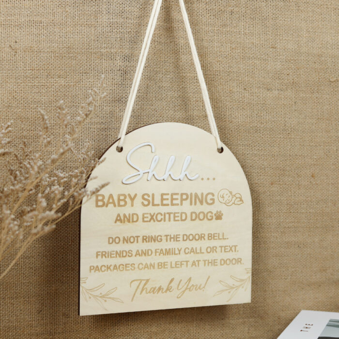 Custom Baby Sleeping Sign - Nursery Gift | Engraved Do Not Disturb Nursery Sign for Newborns - Image 4