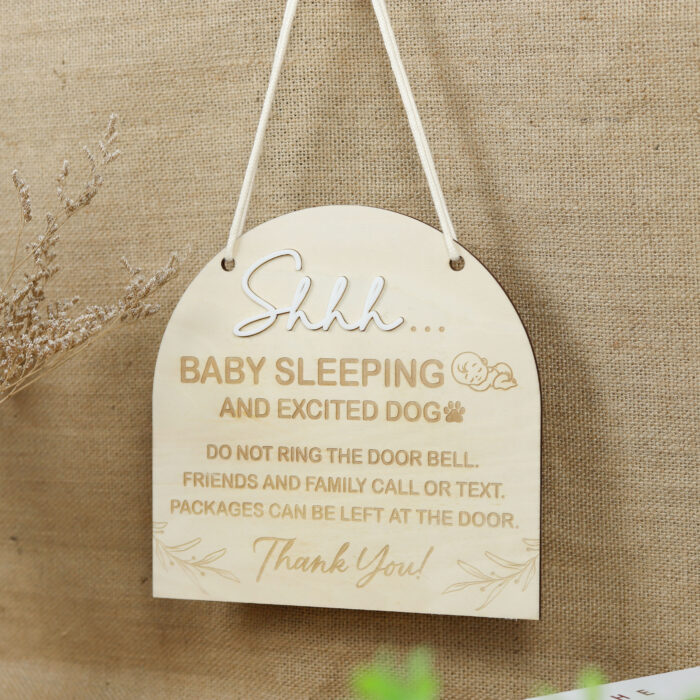 Custom Baby Sleeping Sign - Nursery Gift | Engraved Do Not Disturb Nursery Sign for Newborns - Image 3