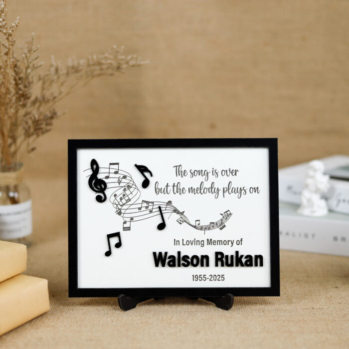 Personalized Memorial Music Sign | Custom Music Memorial Wood Sign | Engraved Music Note Memorial Plaque