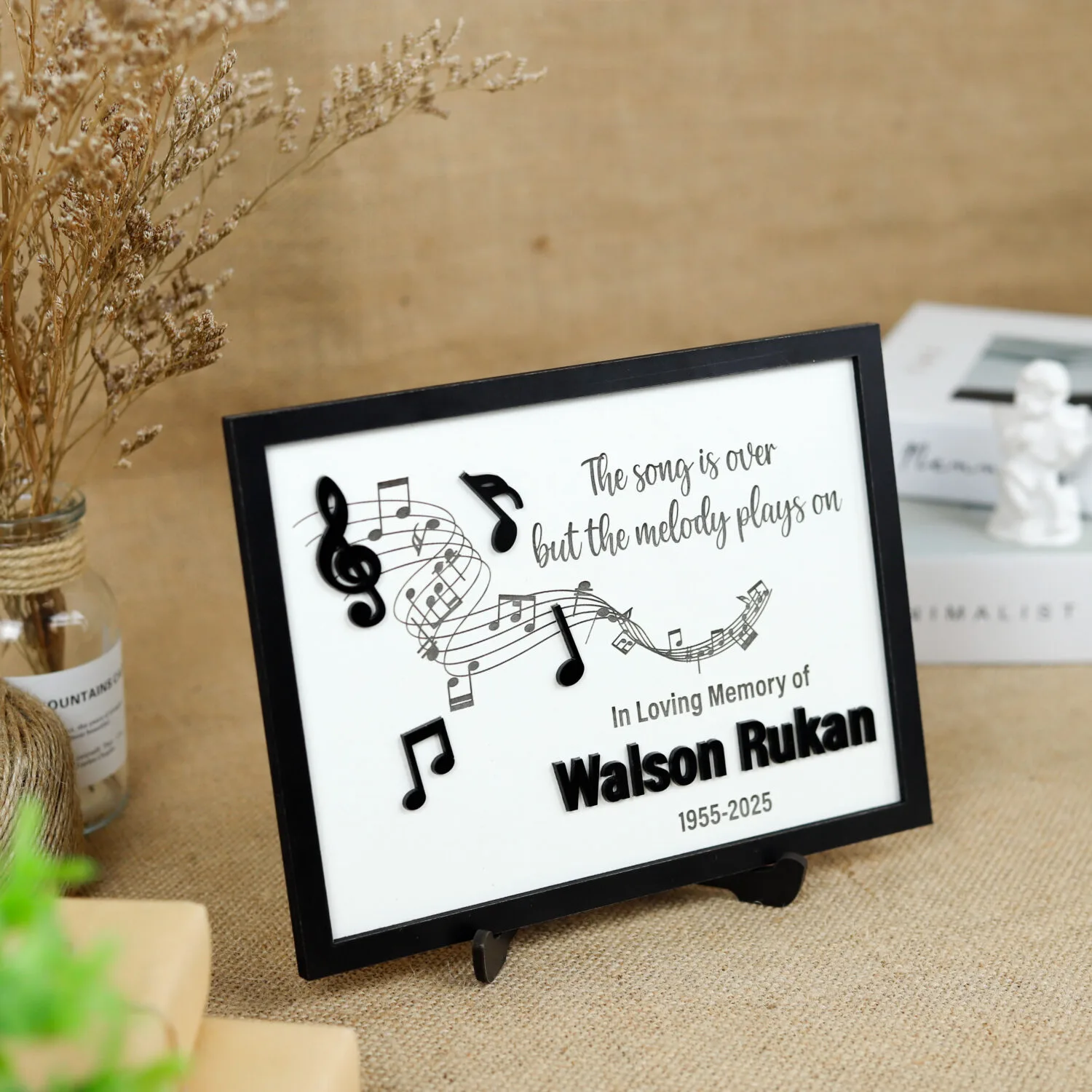 Personalized Memorial Music Sign | Custom Music Memorial Wood Sign | Engraved Music Note Memorial Plaque - Image 4