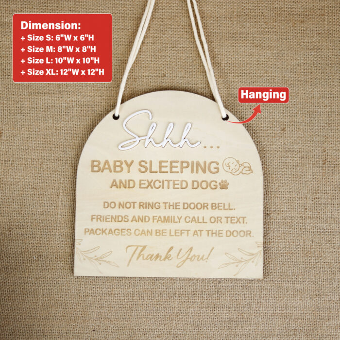 Custom Baby Sleeping Sign - Nursery Gift | Engraved Do Not Disturb Nursery Sign for Newborns - Image 2