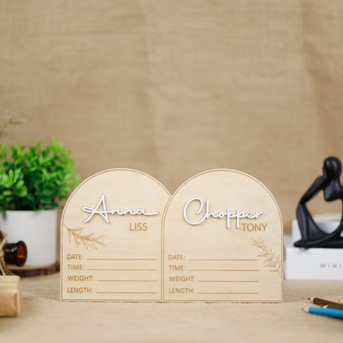 Twin Birth Announcement Sign | Custom Wood Sign for Twins | Personalized Twin Baby Name Sign