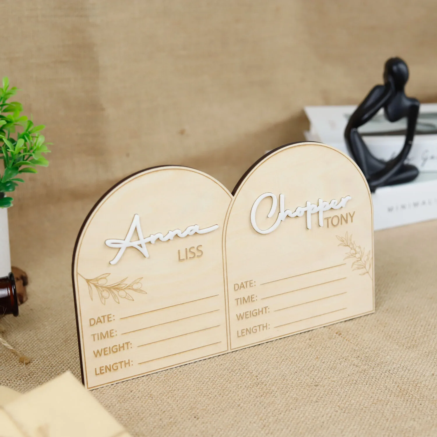 Twin Birth Announcement Sign | Custom Wood Sign for Twins | Personalized Twin Baby Name Sign - Image 5