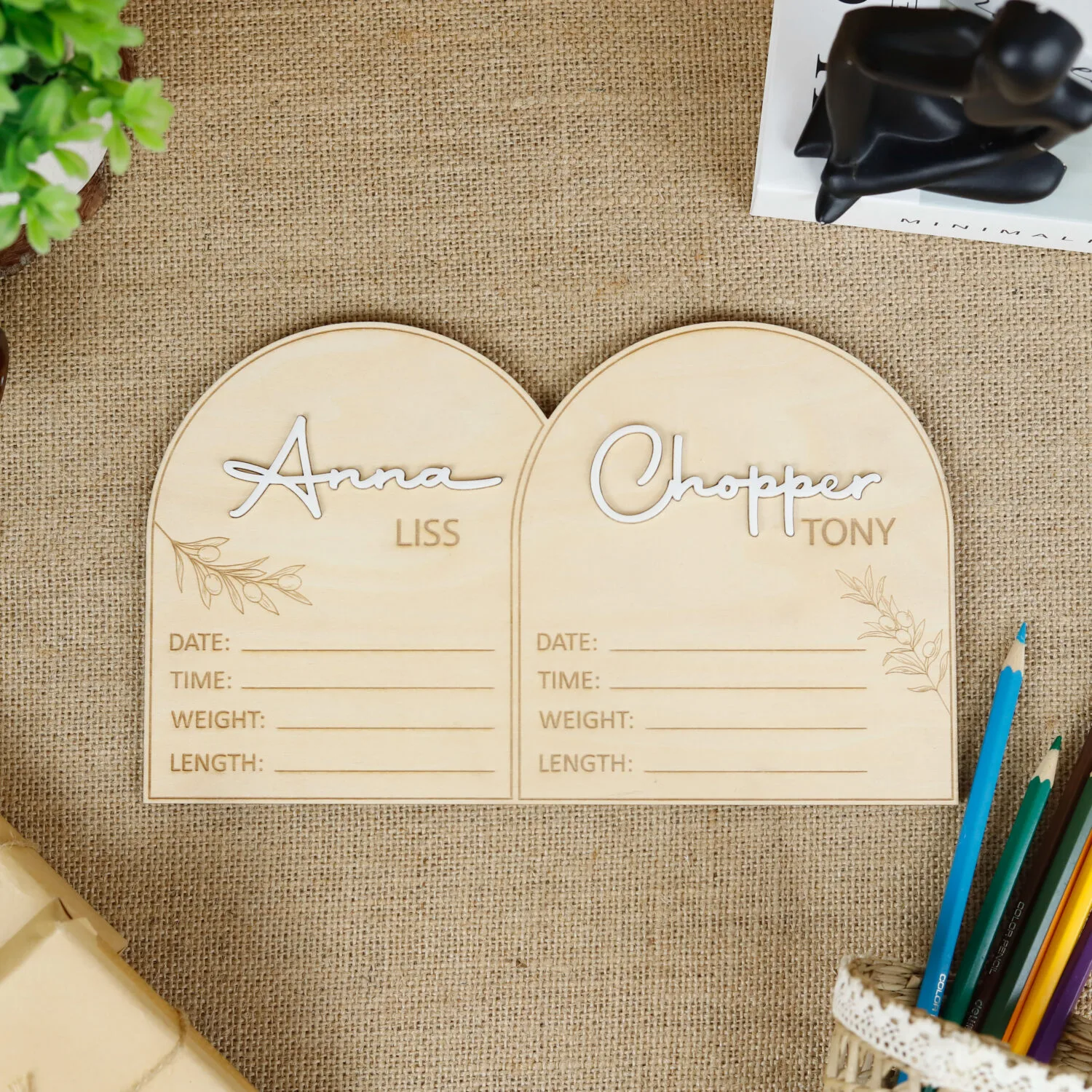 Twin Birth Announcement Sign | Custom Wood Sign for Twins | Personalized Twin Baby Name Sign - Image 6