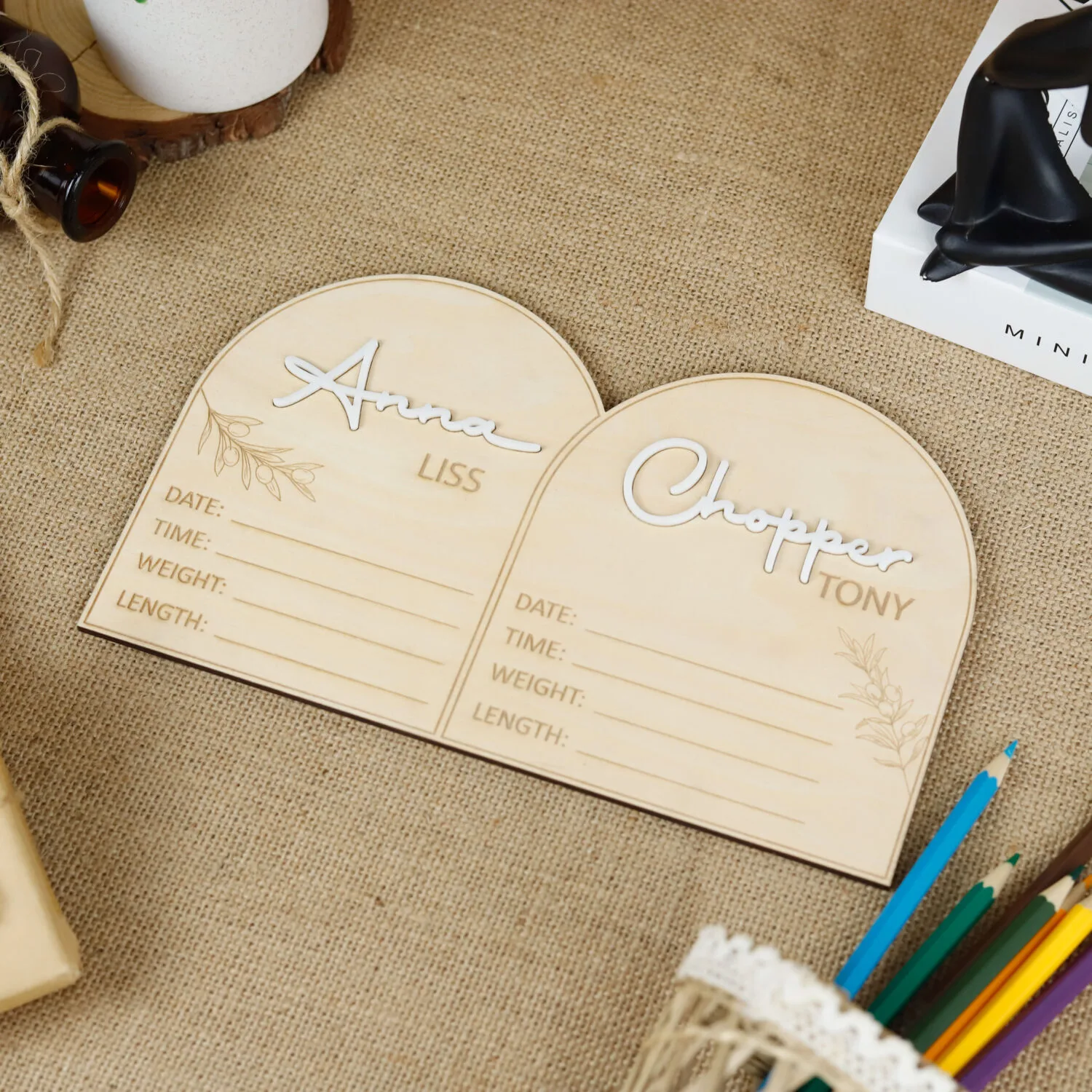 Twin Birth Announcement Sign | Custom Wood Sign for Twins | Personalized Twin Baby Name Sign - Image 7