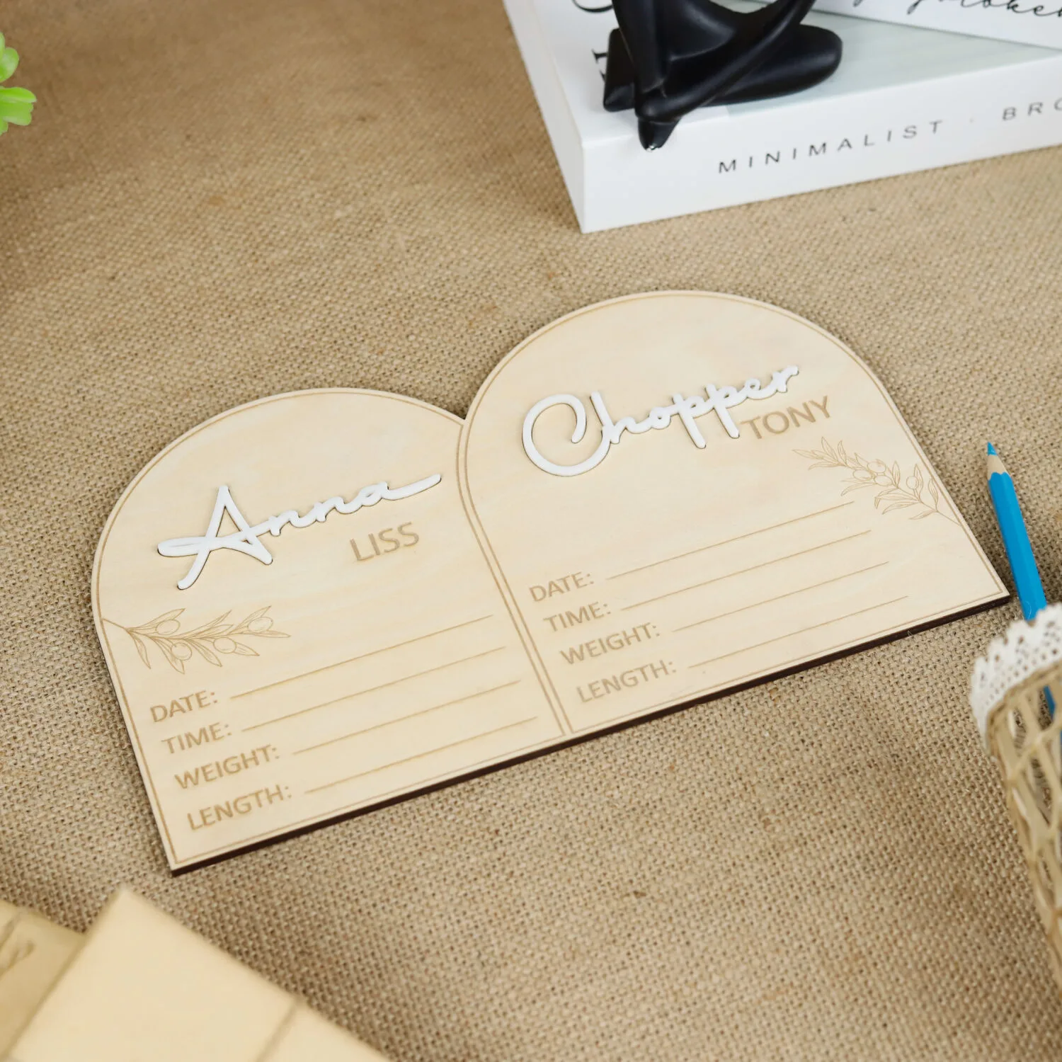 Twin Birth Announcement Sign | Custom Wood Sign for Twins | Personalized Twin Baby Name Sign - Image 8