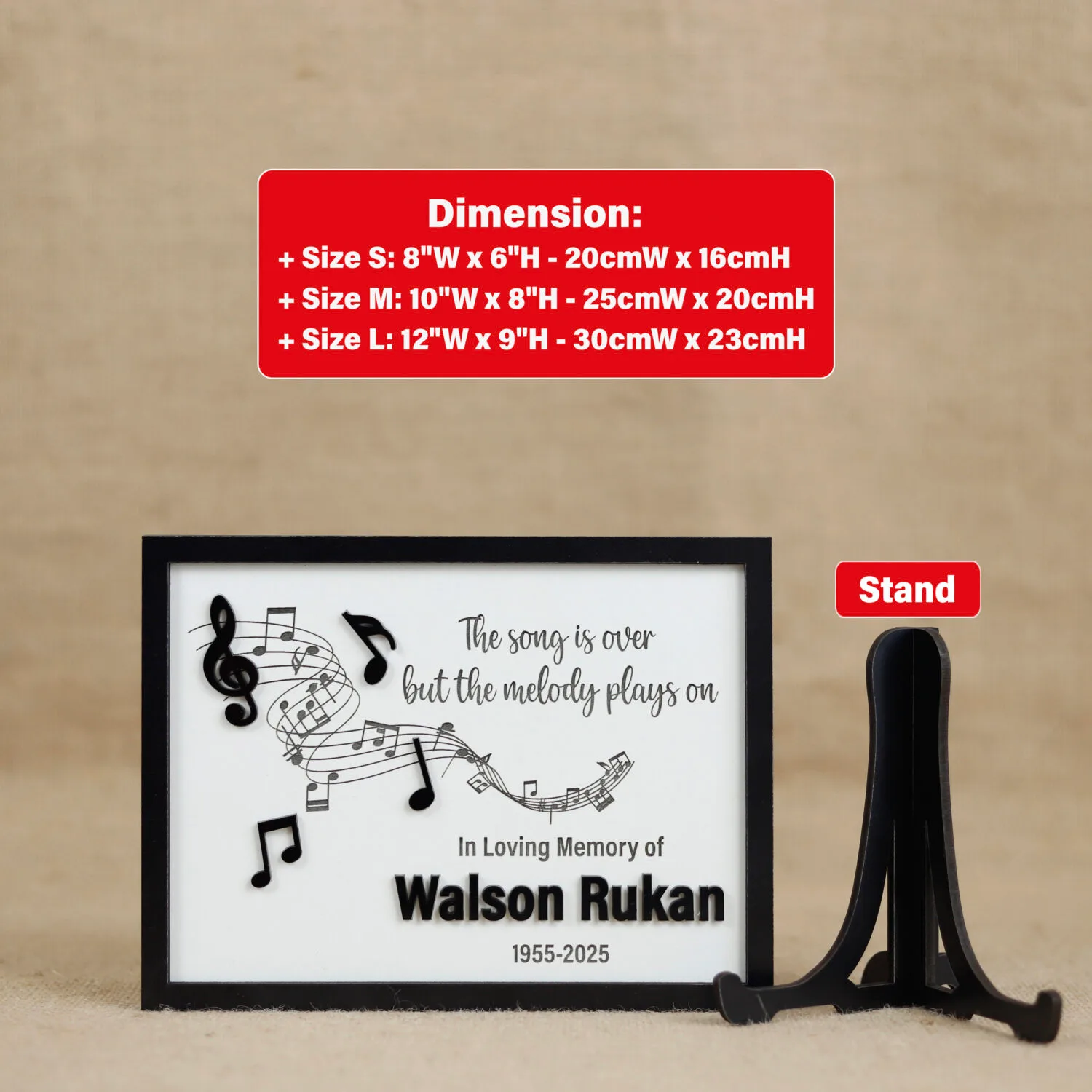 Personalized Memorial Music Sign | Custom Music Memorial Wood Sign | Engraved Music Note Memorial Plaque - Image 2