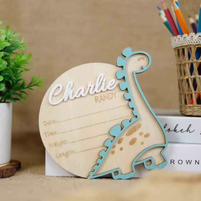 Dinosaur Baby Name Sign | Personalized Dinosaur Wall Art |  Personalized Wood Nursery Decor - Image 3