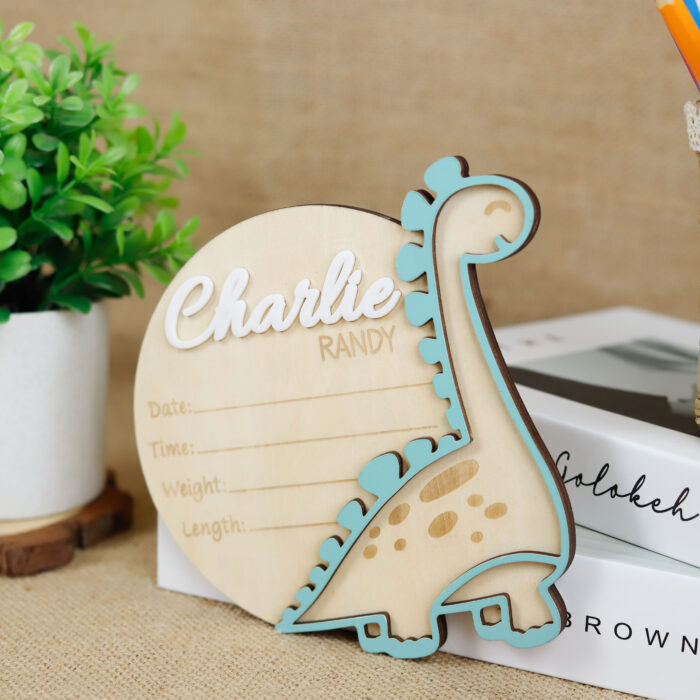 Dinosaur Baby Name Sign | Personalized Dinosaur Wall Art |  Personalized Wood Nursery Decor - Image 4