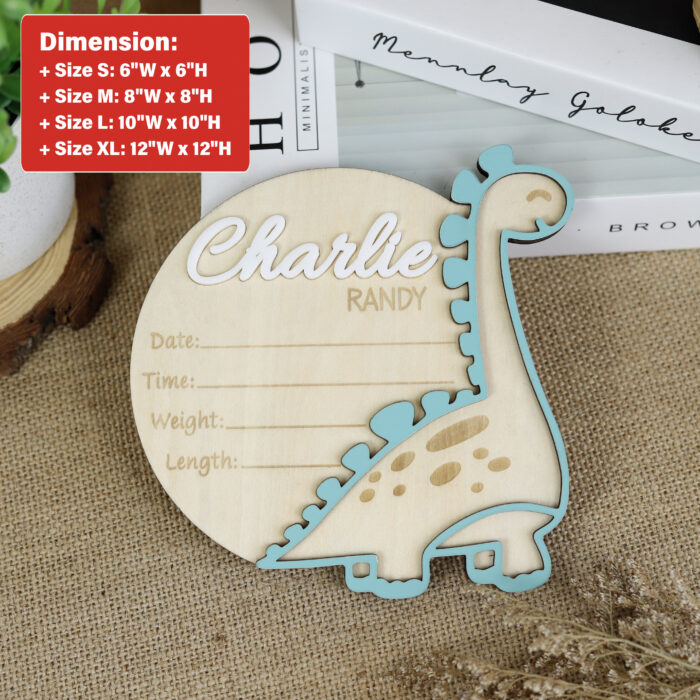 Dinosaur Baby Name Sign | Personalized Dinosaur Wall Art |  Personalized Wood Nursery Decor - Image 2