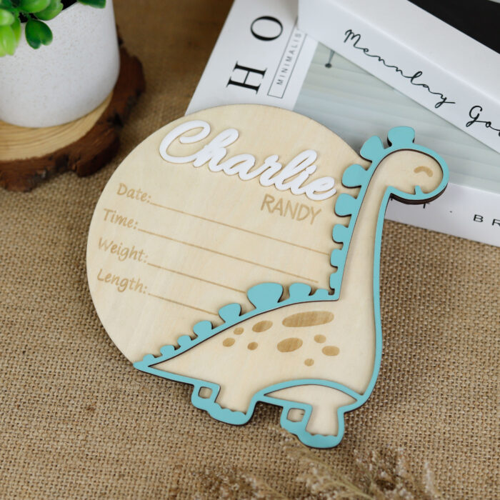 Dinosaur Baby Name Sign | Personalized Dinosaur Wall Art |  Personalized Wood Nursery Decor - Image 5