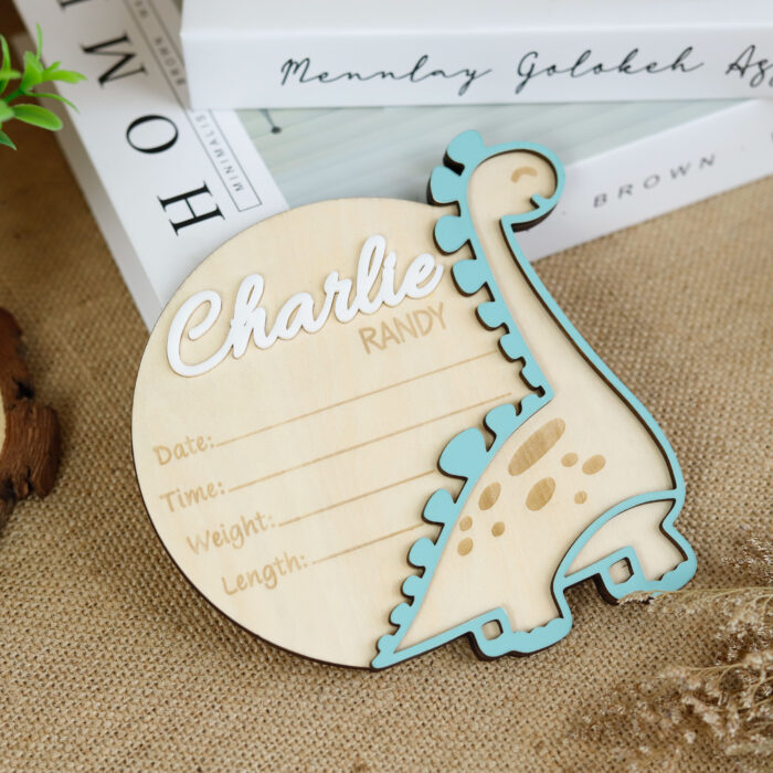 Dinosaur Baby Name Sign | Personalized Dinosaur Wall Art |  Personalized Wood Nursery Decor - Image 6