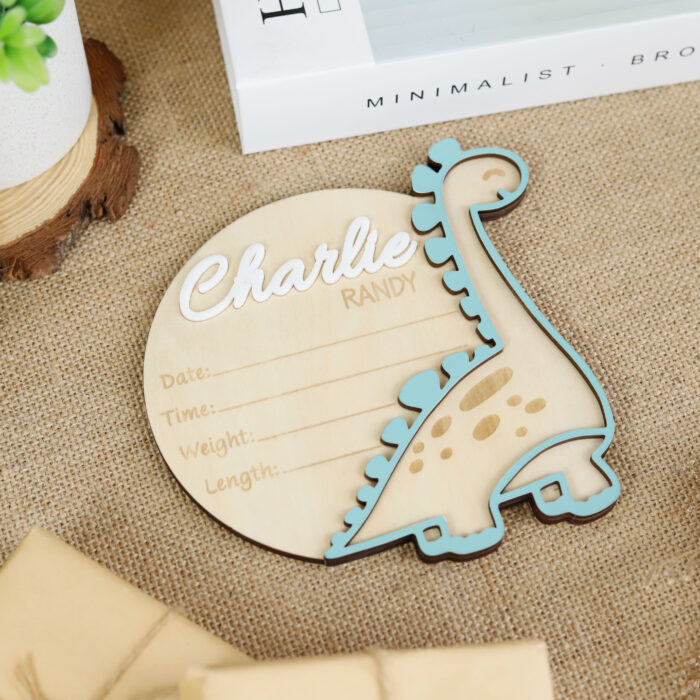 Dinosaur Baby Name Sign | Personalized Dinosaur Wall Art |  Personalized Wood Nursery Decor - Image 8