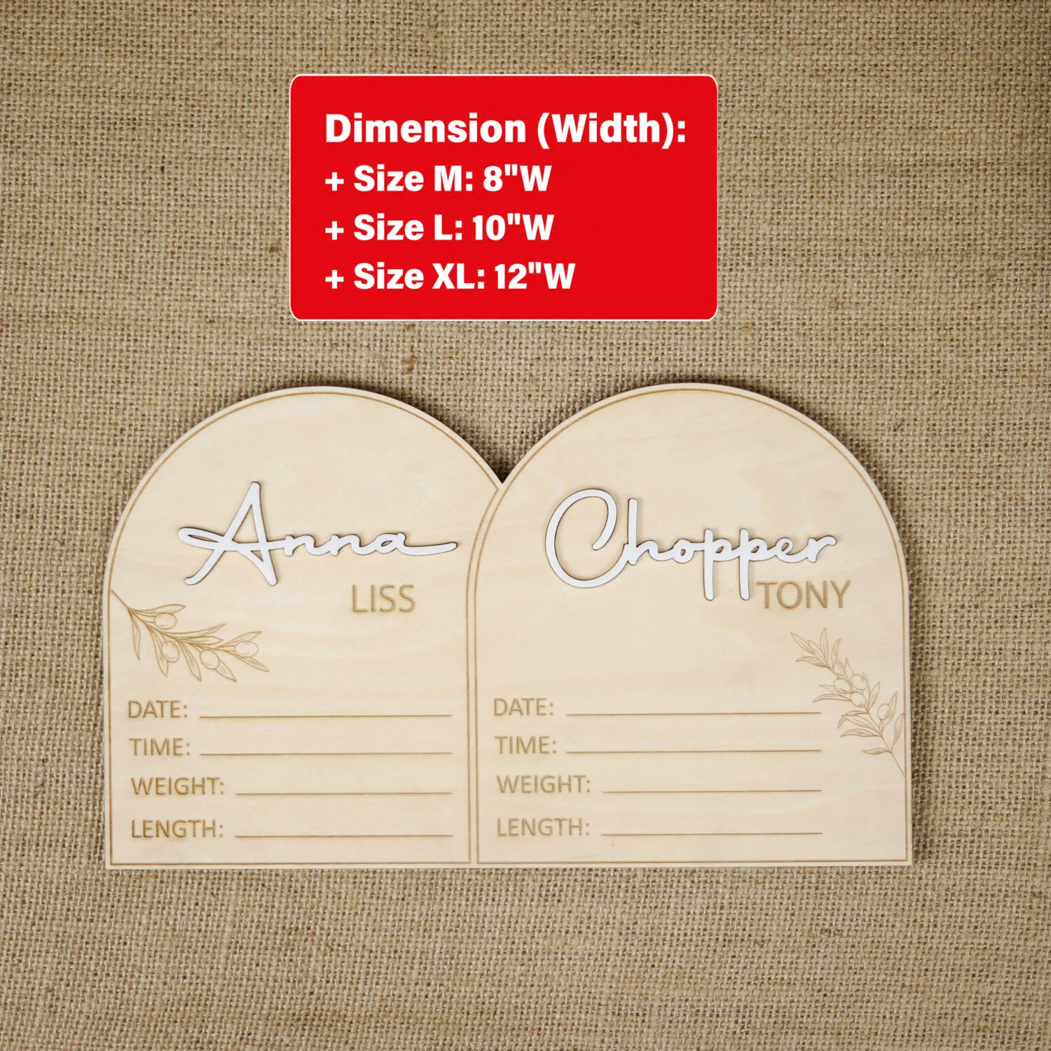 Twin Birth Announcement Sign | Custom Wood Sign for Twins | Personalized Twin Baby Name Sign - Image 2