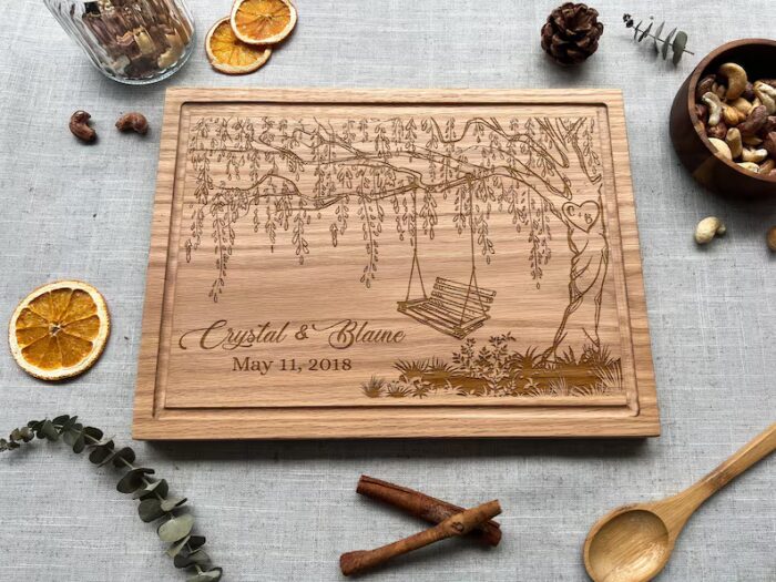 Personalized Willow Tree Cutting Board | Custom Engraved Willow Tree Cutting Board for Romantic Anniversaries