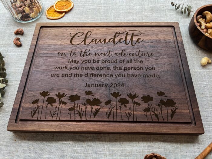 Personalized Retirement Cutting Board | Engraved Wooden Retirement Gift | Custom Cutting Board for Farewell Parties