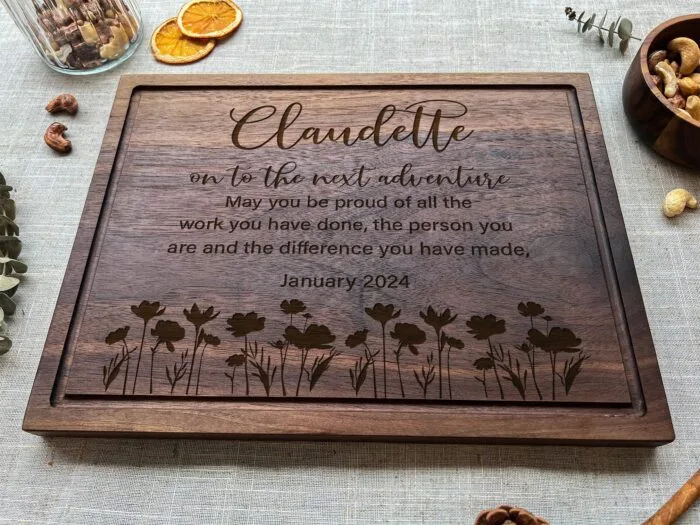 Personalized Retirement Cutting Board | Engraved Wooden Retirement Gift | Custom Cutting Board for Farewell Parties