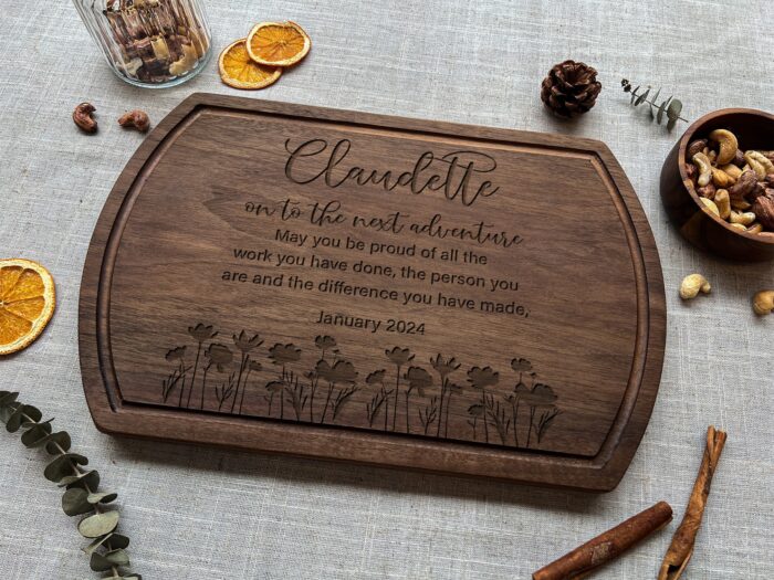 Personalized Retirement Cutting Board | Engraved Wooden Retirement Gift | Custom Cutting Board for Farewell Parties - Image 3