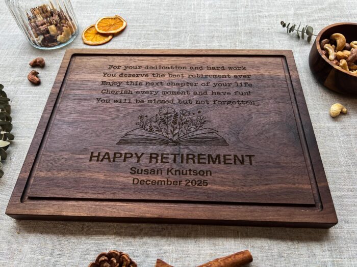 Personalized Retirement Cutting Board - Gift | Engraved Retirement Cutting Board – Unique Keepsake for Farewell Parties - Image 8
