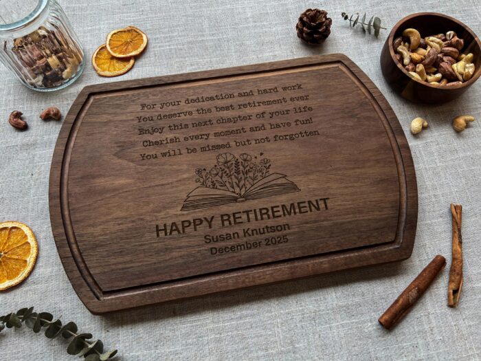 Personalized Retirement Cutting Board - Gift | Engraved Retirement Cutting Board – Unique Keepsake for Farewell Parties - Image 5