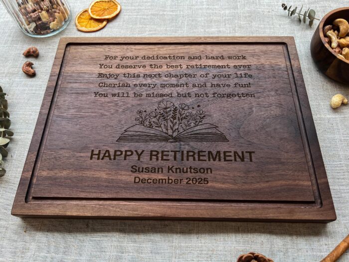 Personalized Retirement Cutting Board - Gift | Engraved Retirement Cutting Board – Unique Keepsake for Farewell Parties - Image 7