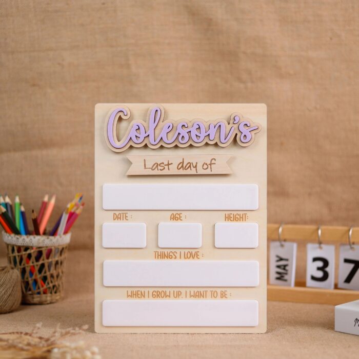 Engraved School Wood Board | Reusable School Sign for Lasting Photo Memories | Custom Engraved School Board for Milestone Moments