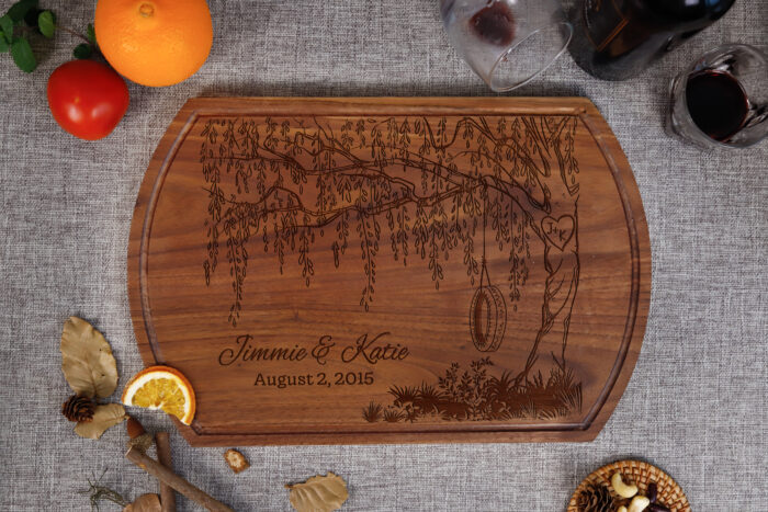 Personalized Willow Tree Cutting Board | Custom Engraved Willow Tree Cutting Board for Romantic Anniversaries - Image 3