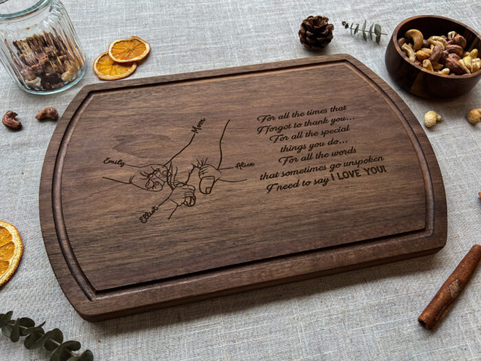 Custom Engraved Mom Cutting Board | Personalized Wooden Cutting Board for Mom | Mom’s Custom Kitchen Board - Image 7