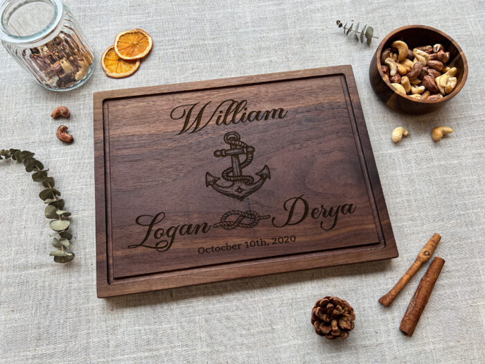 Personalized Nautical Anchor Cutting Board | Custom Engraved Anchor Cutting Board for Sea Lovers & Beach Homes - Image 3